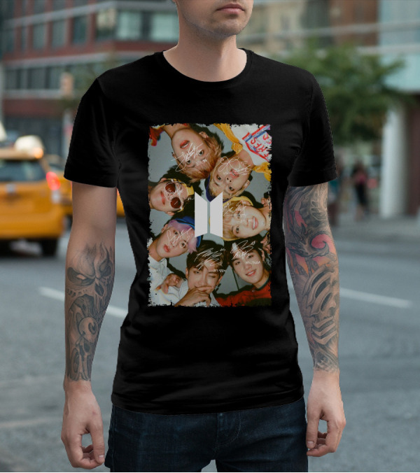 Bts Photo Collage With Autographs T-Shirt