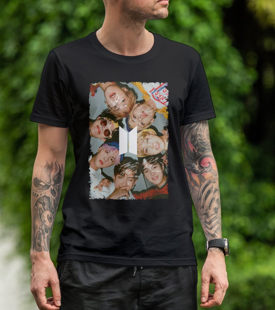 Bts Photo Collage With Autographs T-Shirt