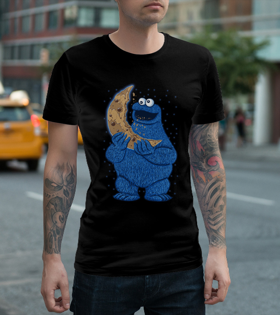 Cookie Monster Eating Moon Cookie T-Shirt