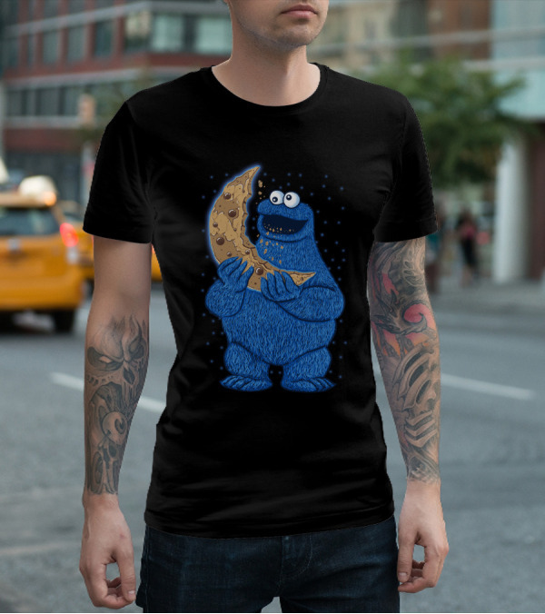 Cookie Monster Eating Moon Cookie T-Shirt