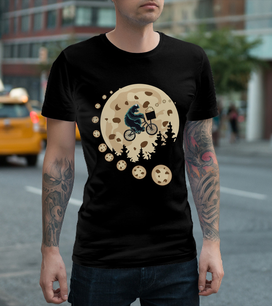 Cookie Monster Cycling Moon Adventure T-Shirt