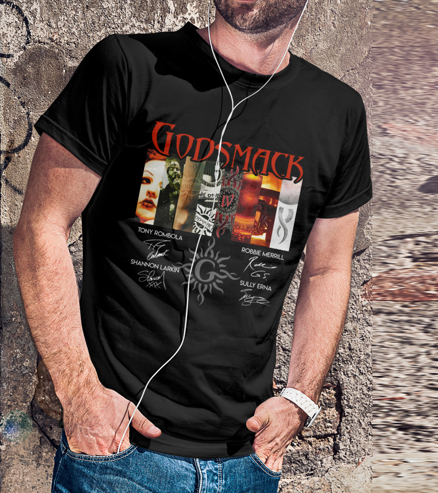 Godsmack Iv Tony Rombola Robbie Merrill Shannon Larkin Sully Erna Signatures T-Shirt