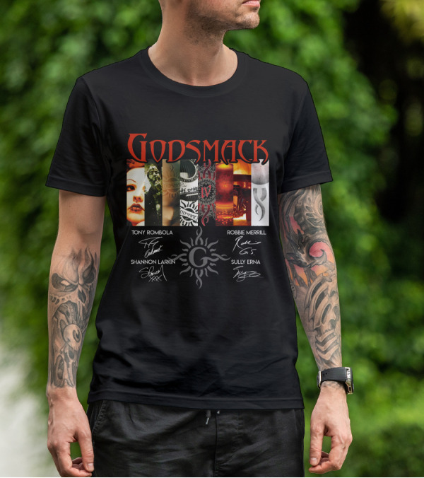 Godsmack Iv Tony Rombola Robbie Merrill Shannon Larkin Sully Erna Signatures T-Shirt