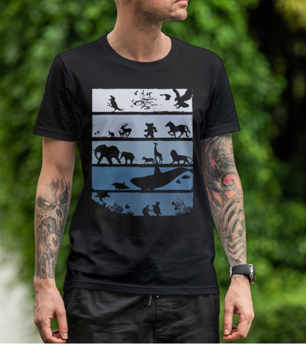 Animal Silhouettes Across Habitats Story T-Shirt