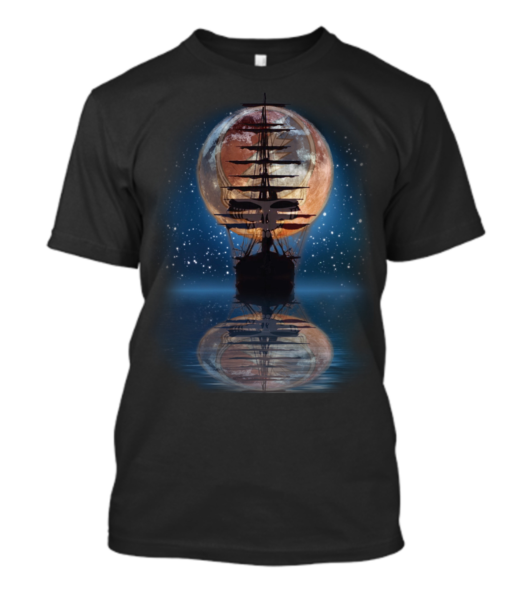 GD ShipofFools Skull Ship Moon Reflection T-Shirt