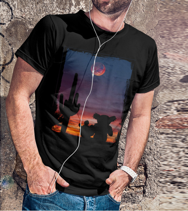 Cactus GD Grateful Dead Bear Desert Silhouette Moon Sunset T-Shirt