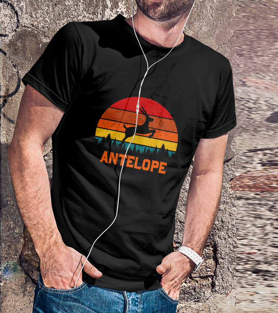 Antelope Sunset Silhouette Forest Scene T-Shirt
