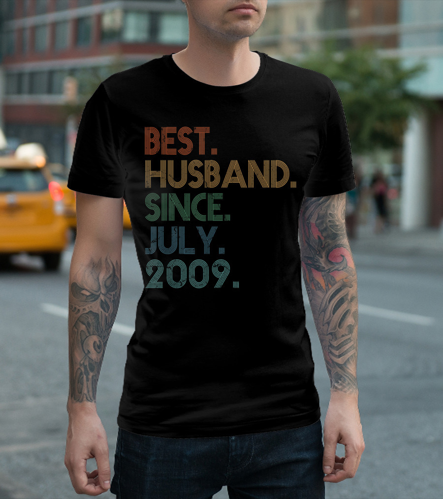 Best Husband Since July 2009 10th Wedding Anniversary T-Shirt