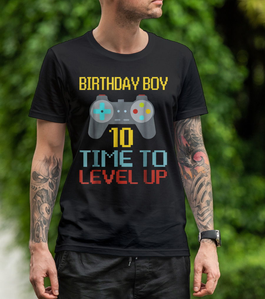 Birthday Boy 10 Time To Level Up Video Game Gamer T-Shirt