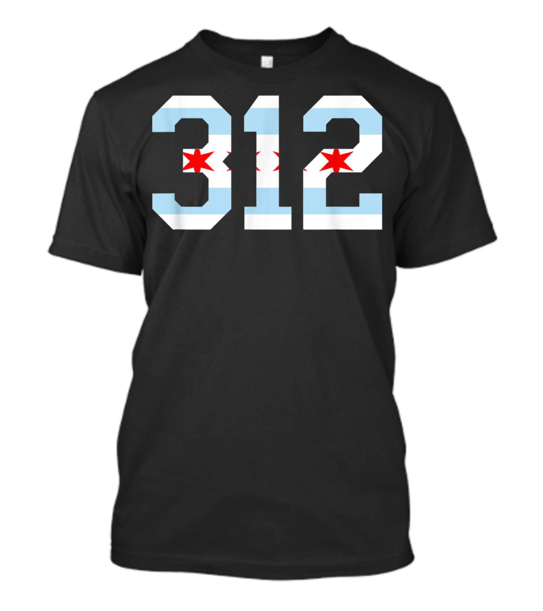312 Chicago Flag Area Code City Pride Iconic Number T-Shirt