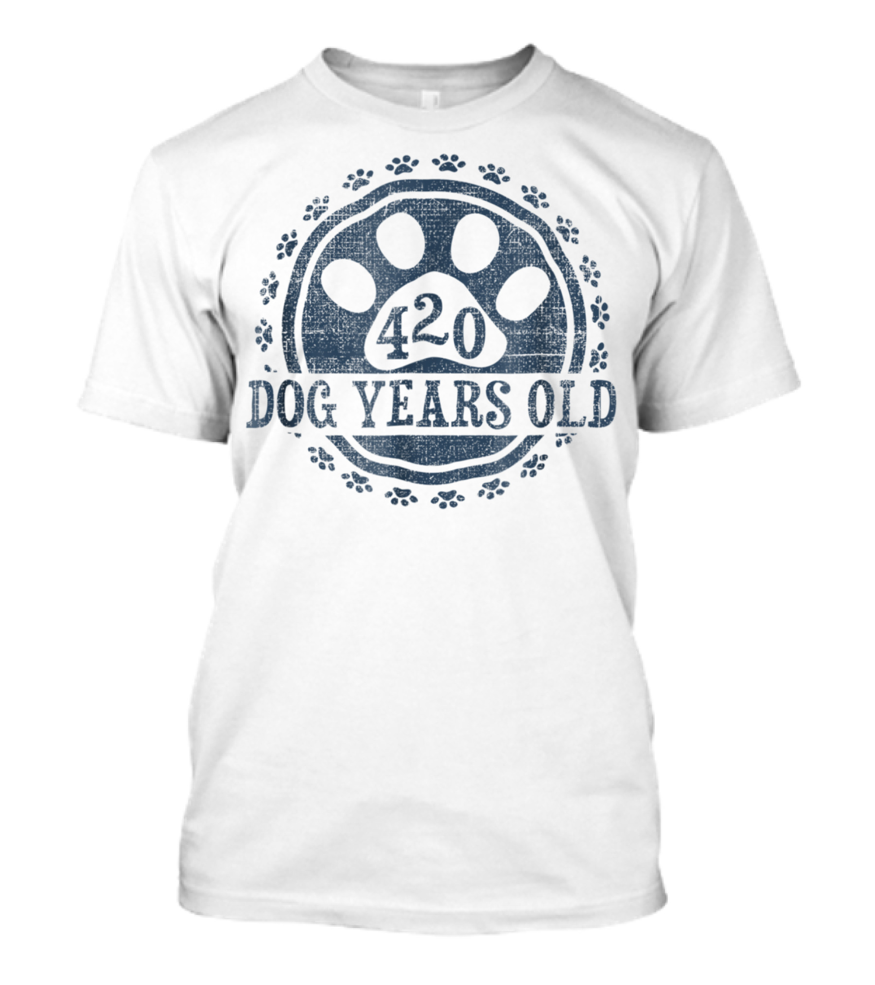420 Dog Years Old Paw Print Circle Design 60 Human Yrs Old 60Th T-Shirt