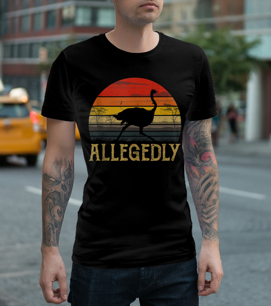 Allegedly Ostrich Vintage Sunset Retro Ostrich Lover T-Shirt