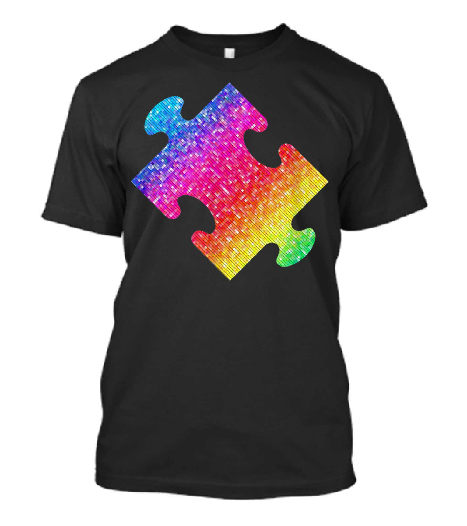 Autism Awareness Rainbow Puzzle Piece Symbol For Parents And Adults T-Shirt