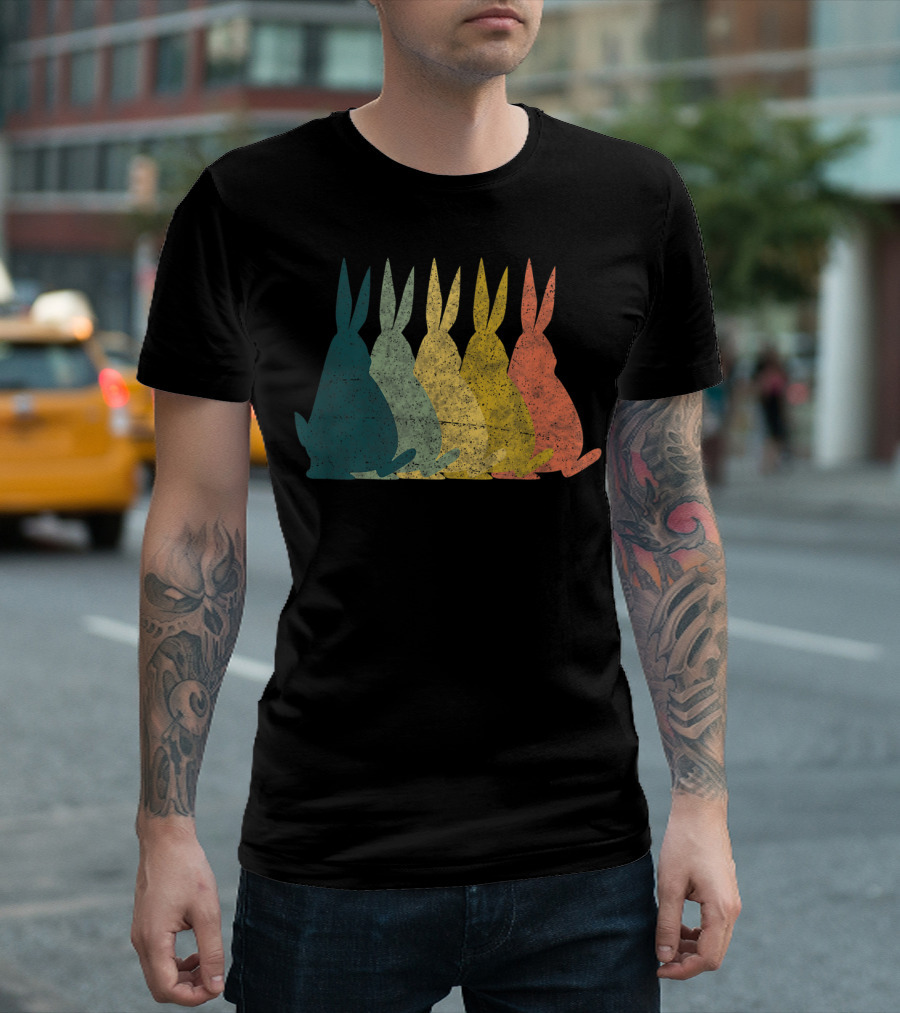 Big Chungus Retro Rainbow Bunny Vintage Sunset Video Game T-Shirt