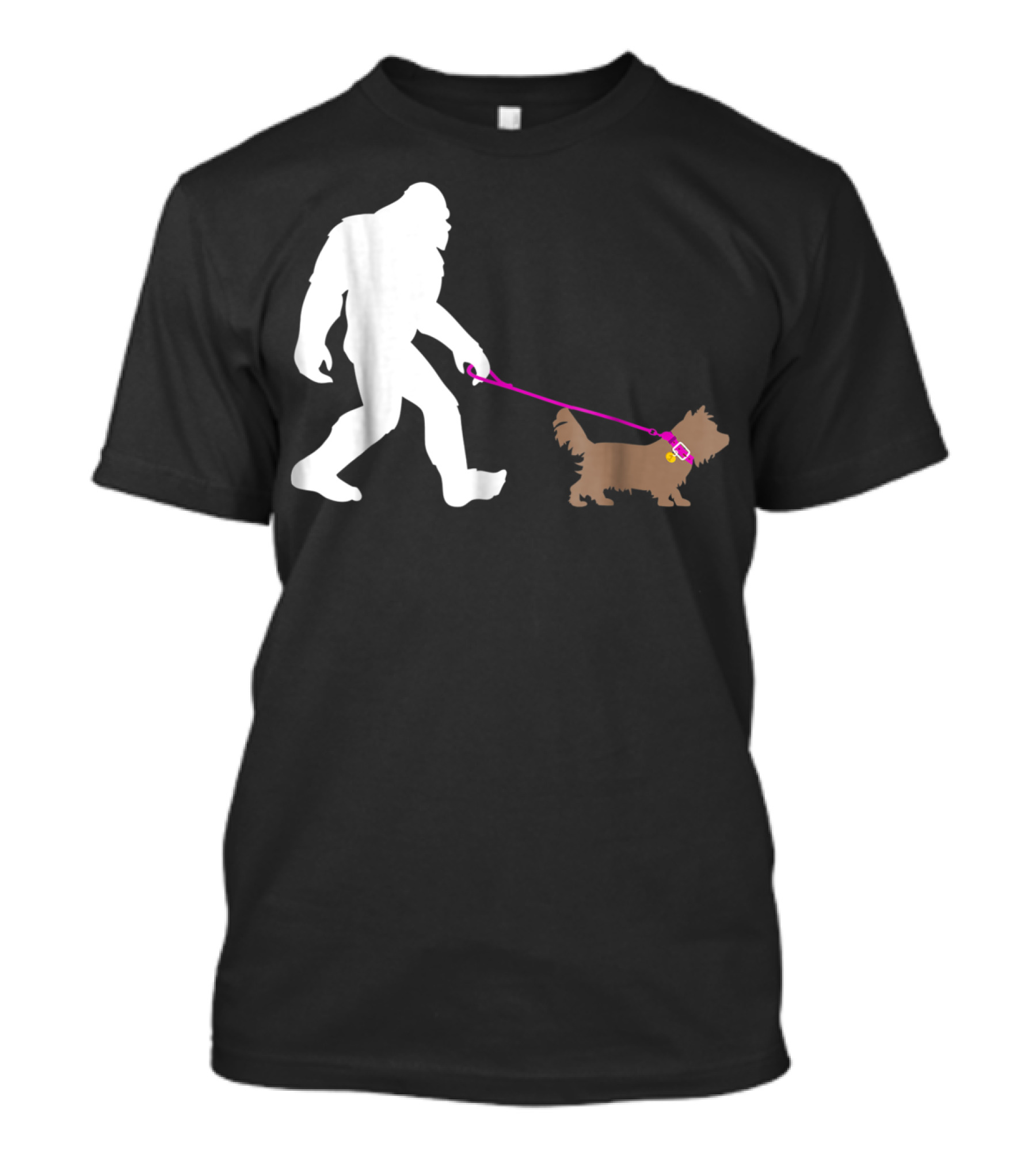 Bigfoot Sasquatch Walking Yorkie Dog Walker T-Shirt