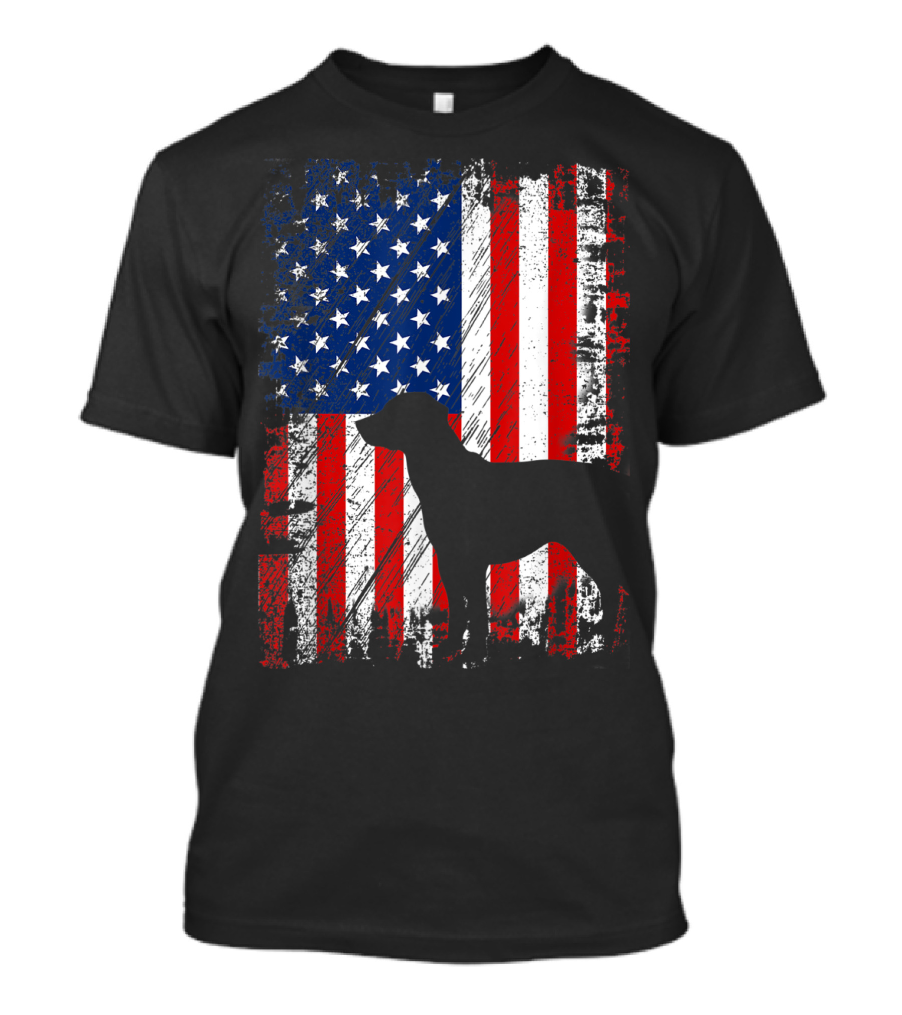 Black Lab Dog American Flag USA Patriotic T-Shirt