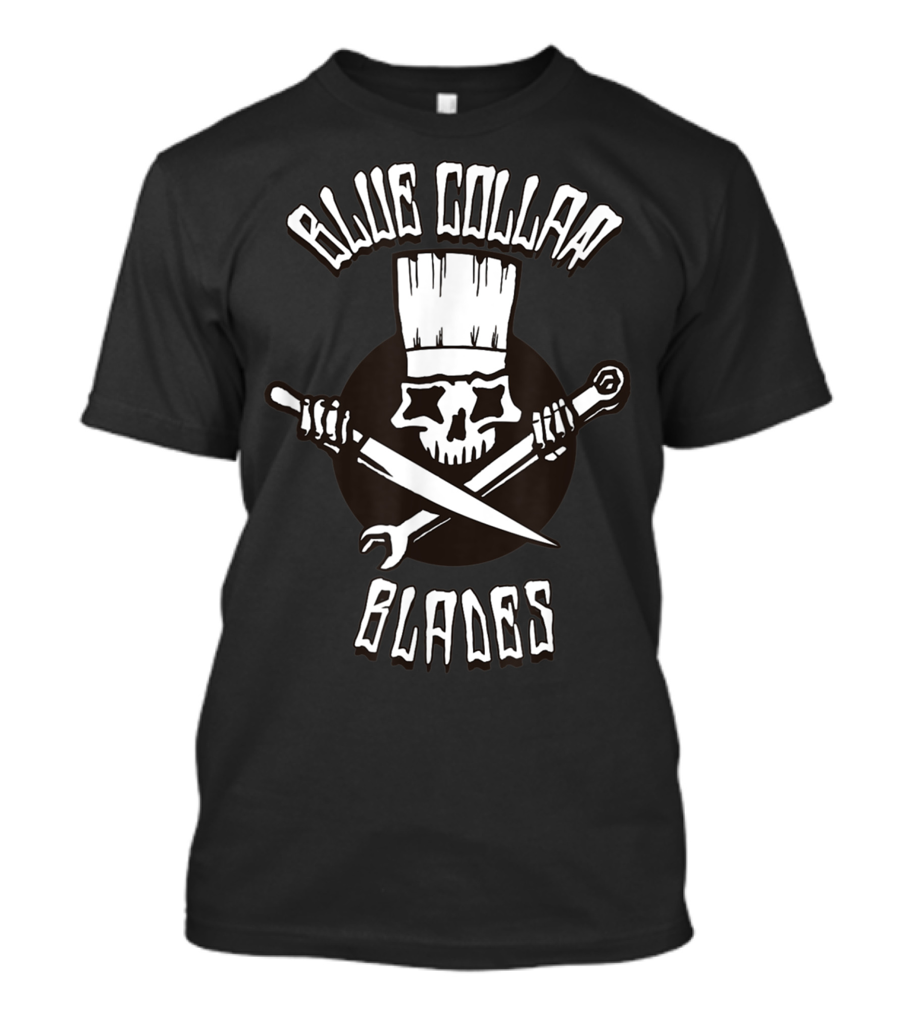 Blue Collar Blades Skully Chef With Knife And Wrench T-Shirt