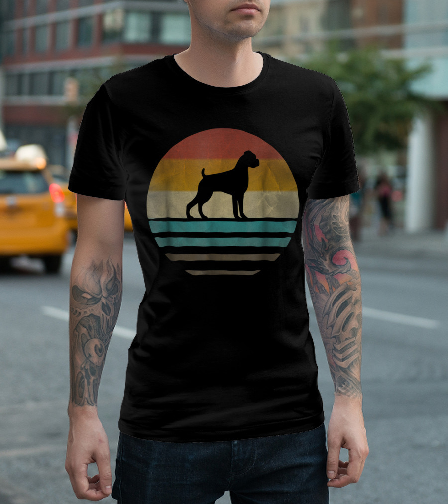 Boxer Dog Vintage 70s Retro Stripes Breed T-Shirt