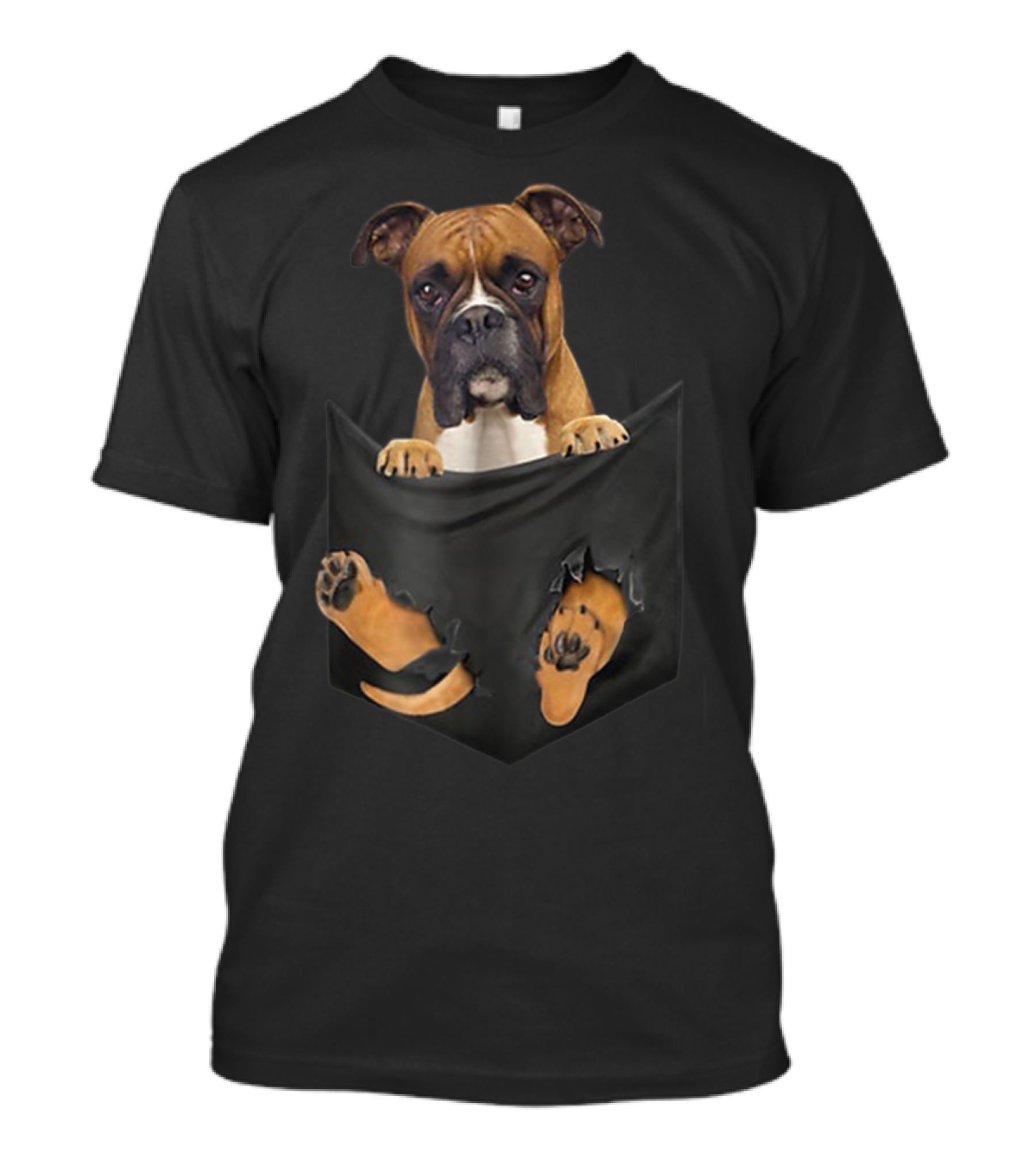 Boxer Dog Inside Pocket Funny Lover Canine T-Shirt