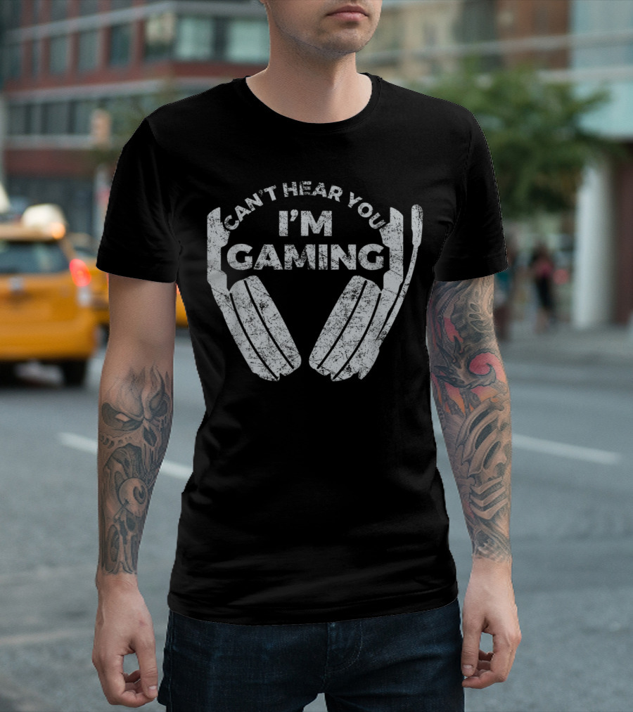 Can't Hear You I'm Gaming Headphones Retro Valentine's Day T-Shirt