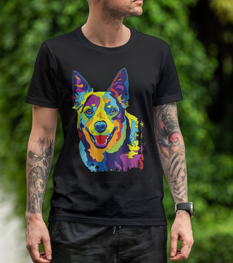Cattle Dog Funny Australian Cattle Dog Pop Art Colorful T-Shirt