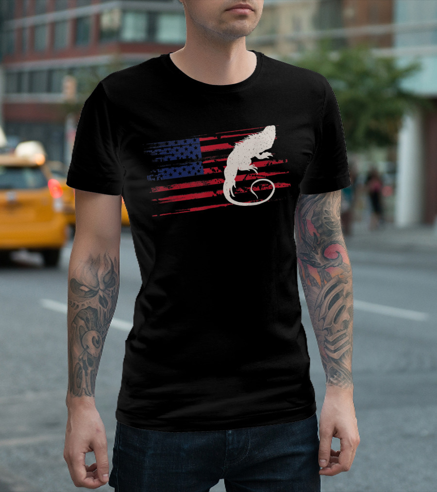 Chameleon Us American Flag Lizard 4th of July Independence Day T-Shirt
