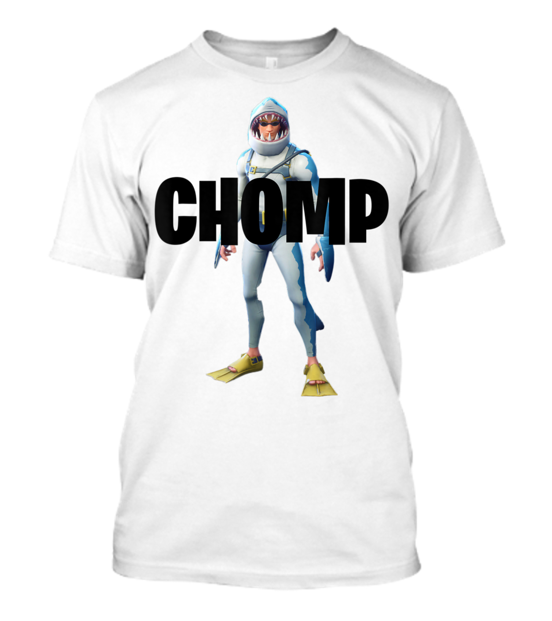 Chomp Sr Take A Bite Fort Video Game Nite Shark Skinned Character T-Shirt