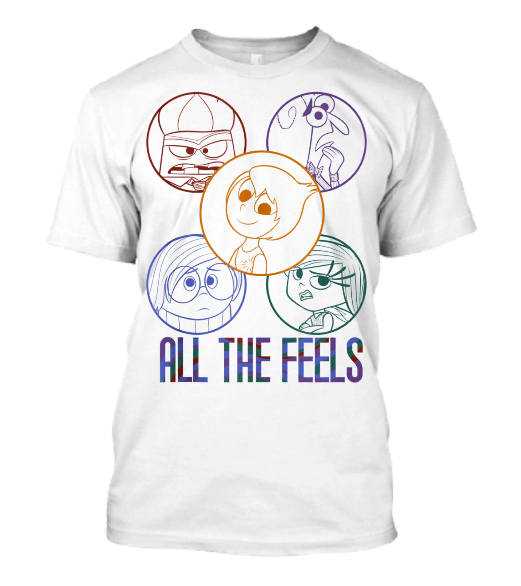 Disney Pixar Inside Out Characters In Colorful Circle Frames All The Feels T-Shirt