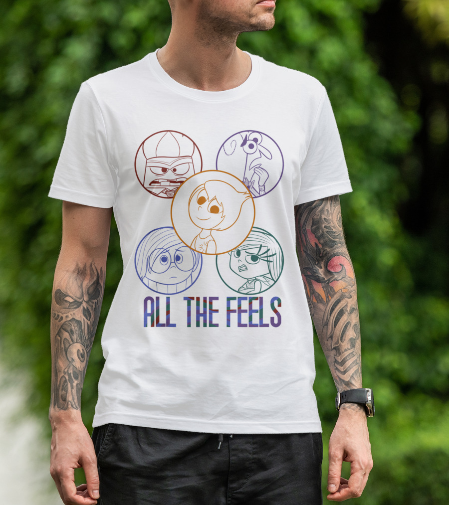 Disney Pixar Inside Out Characters In Colorful Circle Frames All The Feels T-Shirt