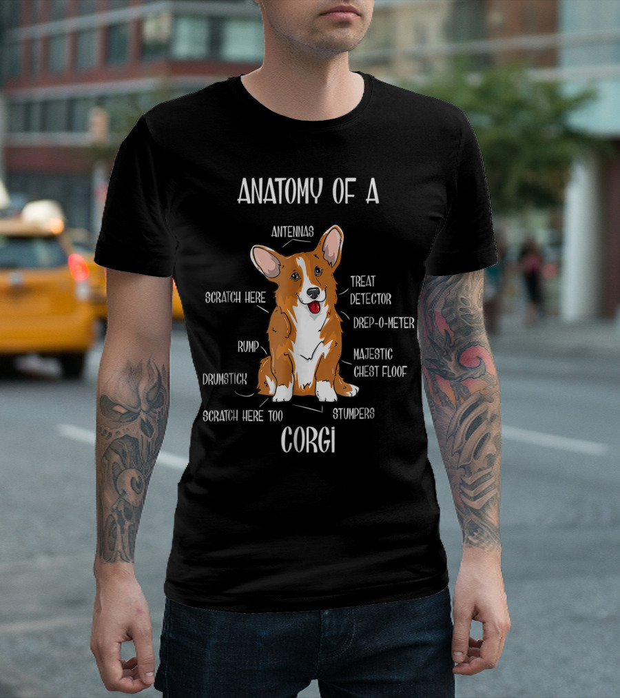 Anatomy of a Corgi Antennas Treat Detector Majestic Chest Floof T-Shirt