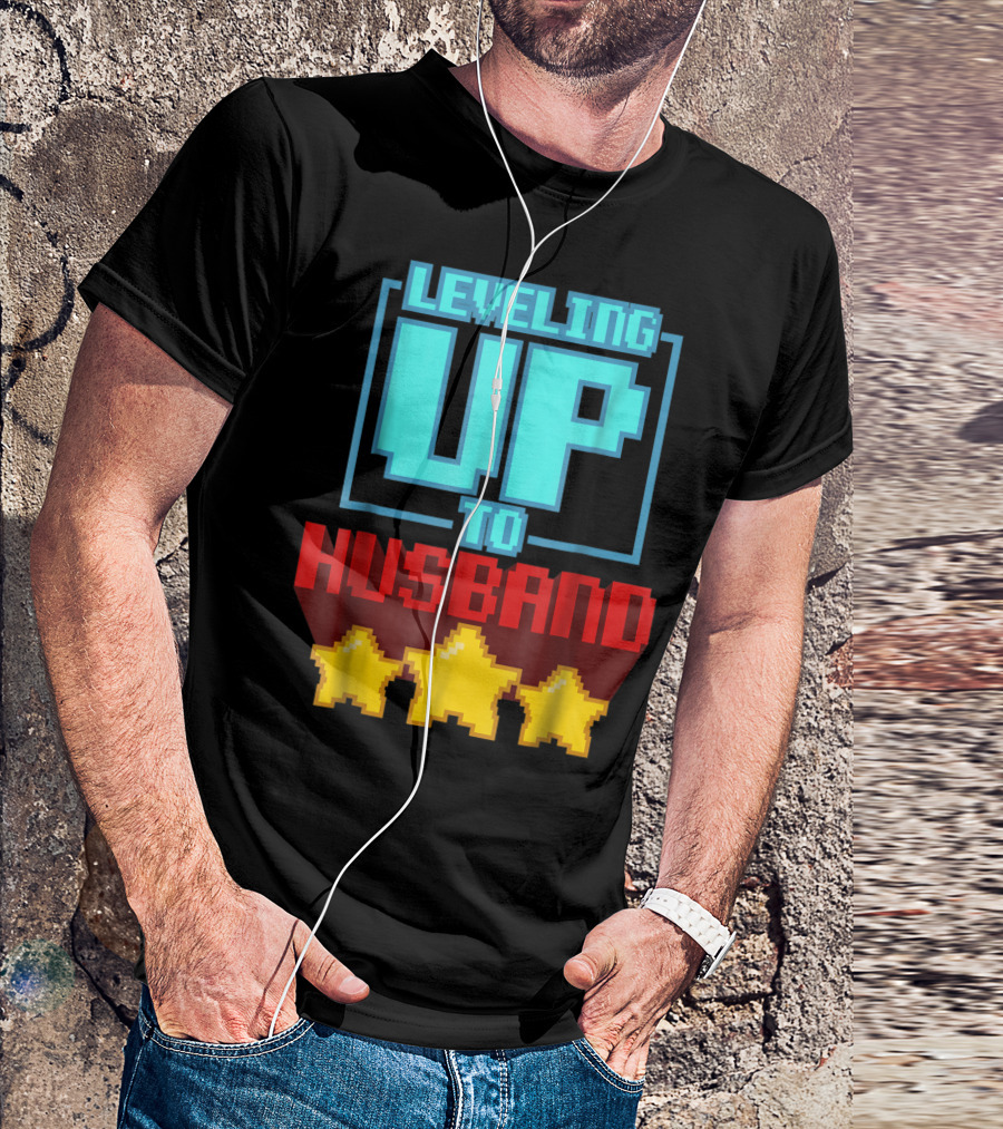 Leveling Up To Husband Engagement Bachelor Party Video Game Gamer T-Shirt