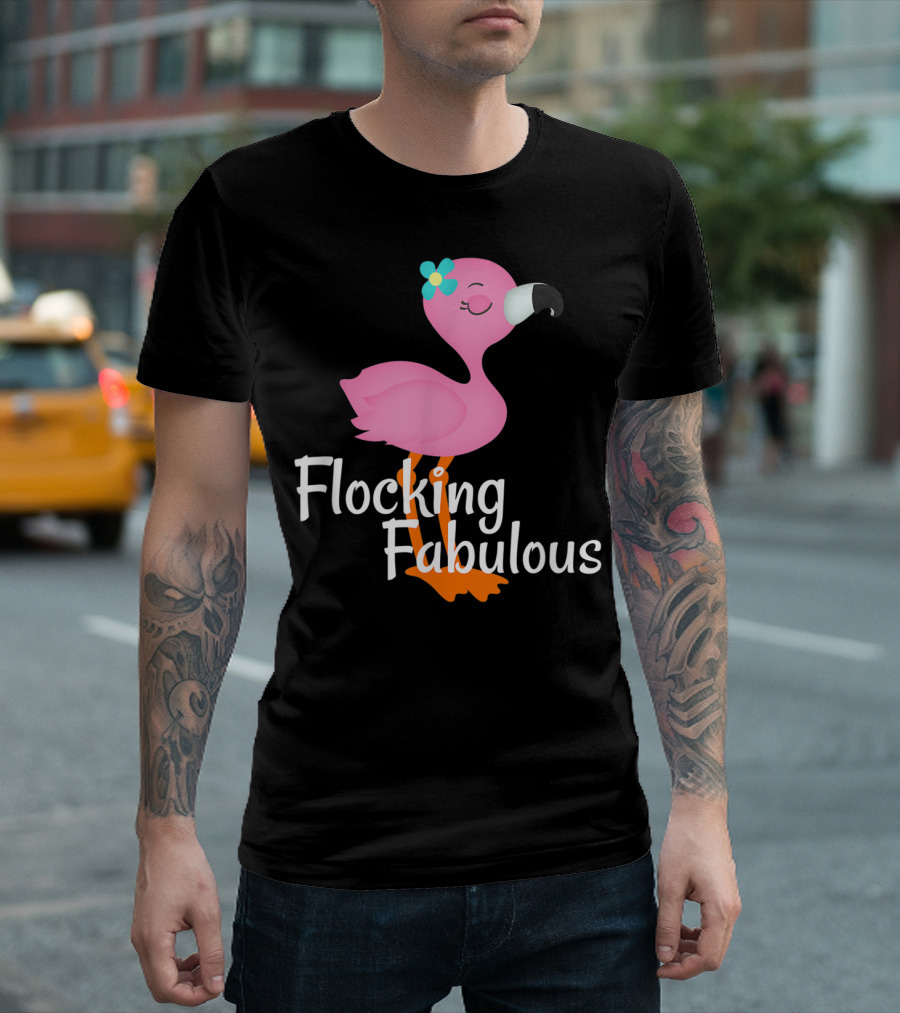 Flocking Fabulous Flamingo With Bow T-Shirt