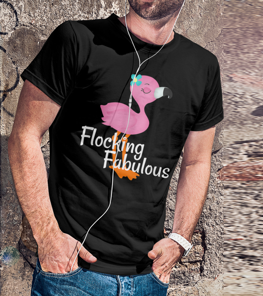 Flocking Fabulous Flamingo With Bow T-Shirt