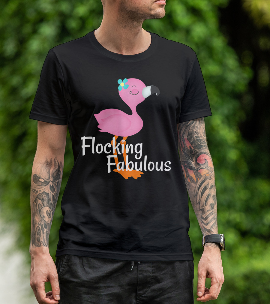 Flocking Fabulous Flamingo With Bow T-Shirt