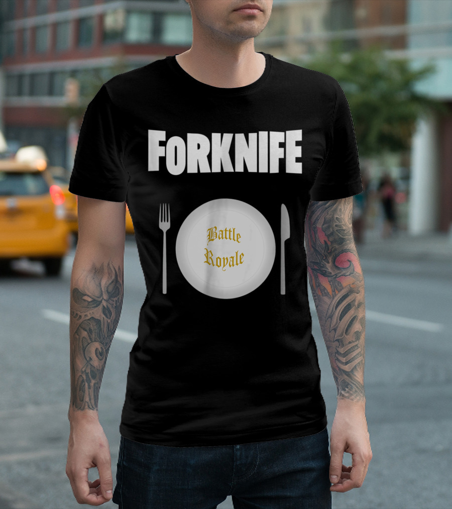 Forknife Battle Royale Gamer's Fork N Knife Video Food T-Shirt