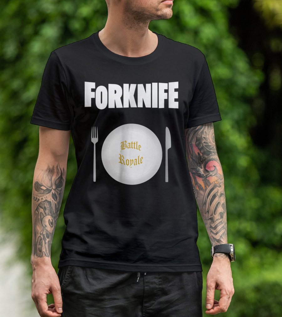 Forknife Battle Royale Gamer's Fork N Knife Video Food T-Shirt