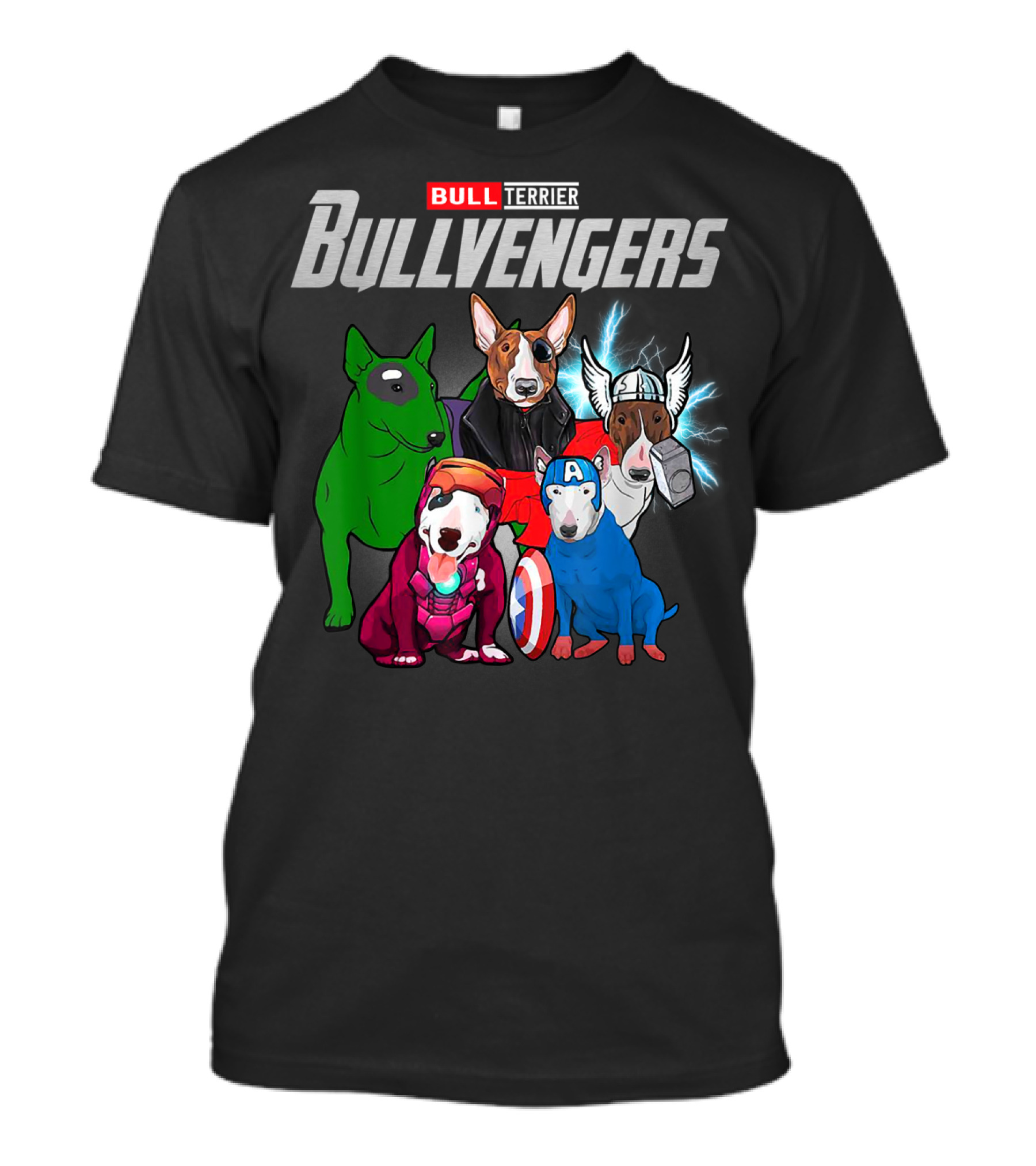 Bull Terrier Bullvengers Funny Dog Lover Superhero T-Shirt