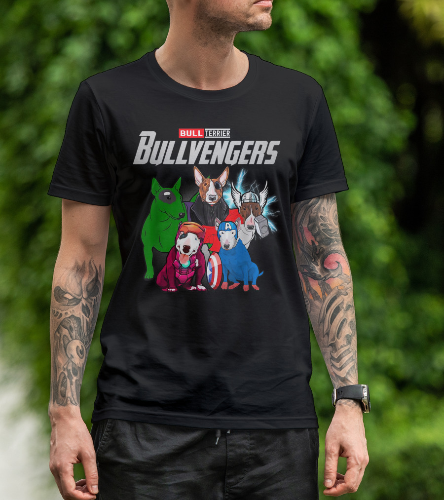 Bull Terrier Bullvengers Funny Dog Lover Superhero T-Shirt