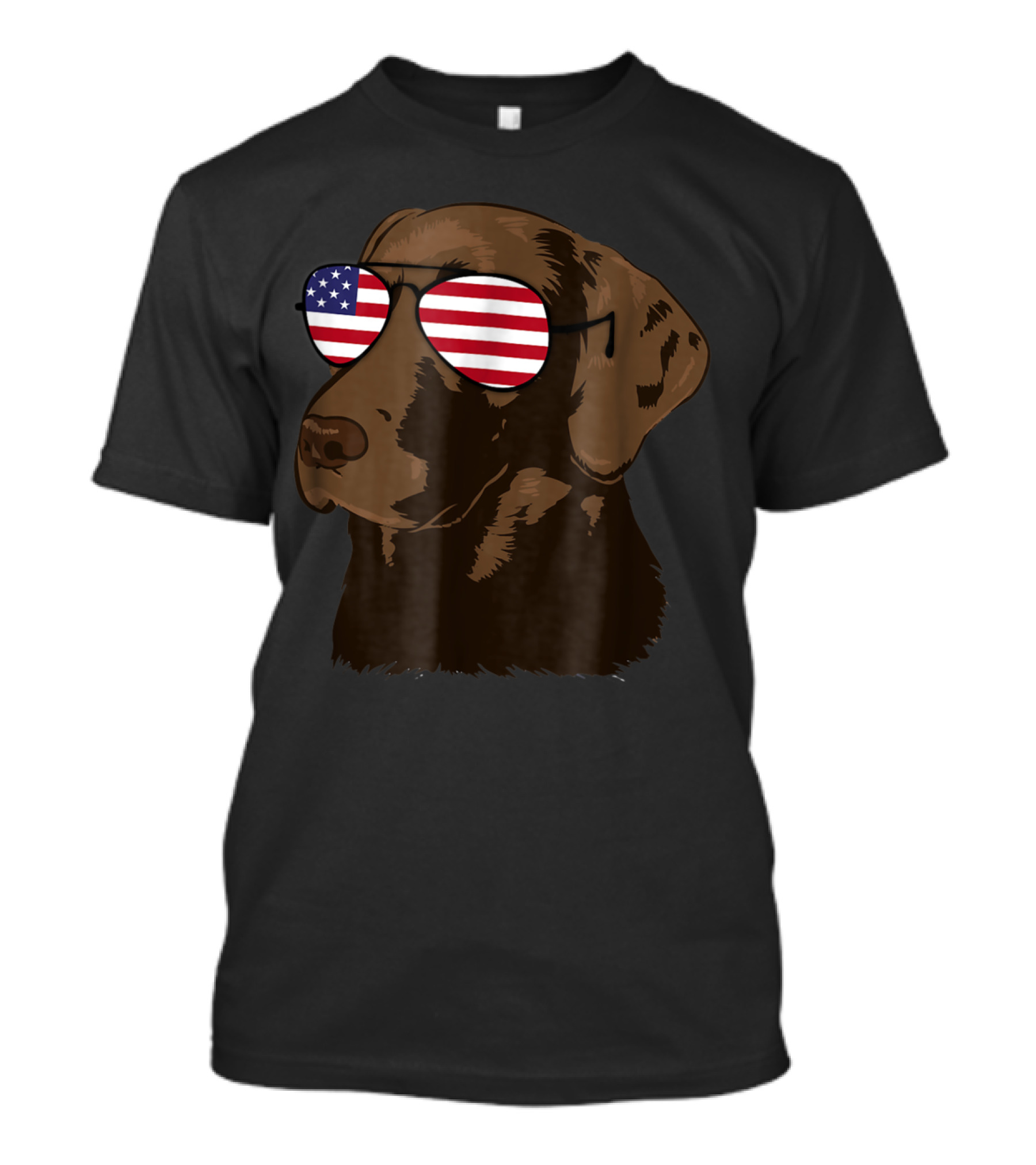 Chocolate Lab Wearing American Flag Sunglasses Funny Dog T-Shirt