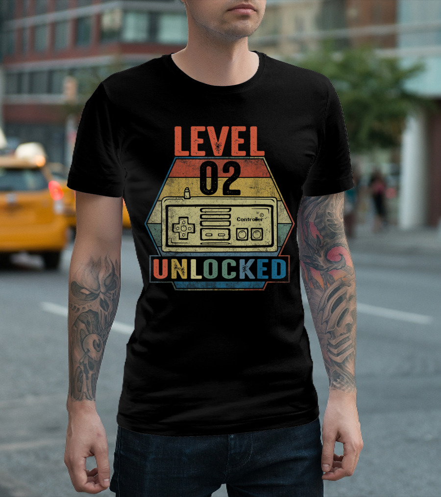 Level 02 Unlocked Vintage Video Gamer Controller T-Shirt