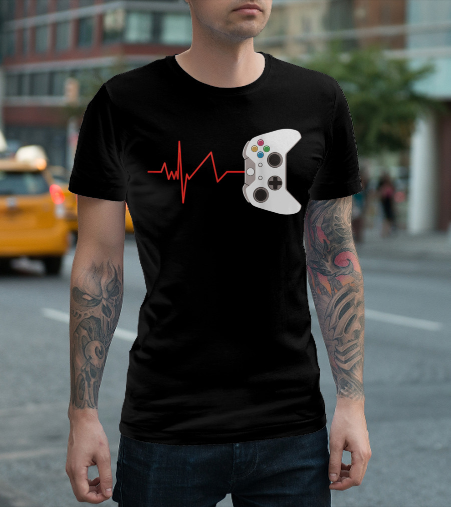 Gamer Heartbeat Video Game Controller Design For Game Lover T-Shirt