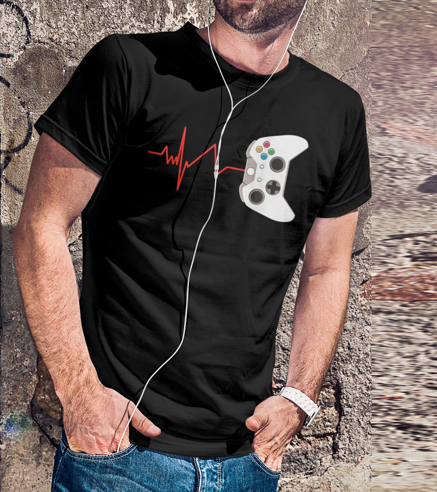 Gamer Heartbeat Video Game Controller Design For Game Lover T-Shirt