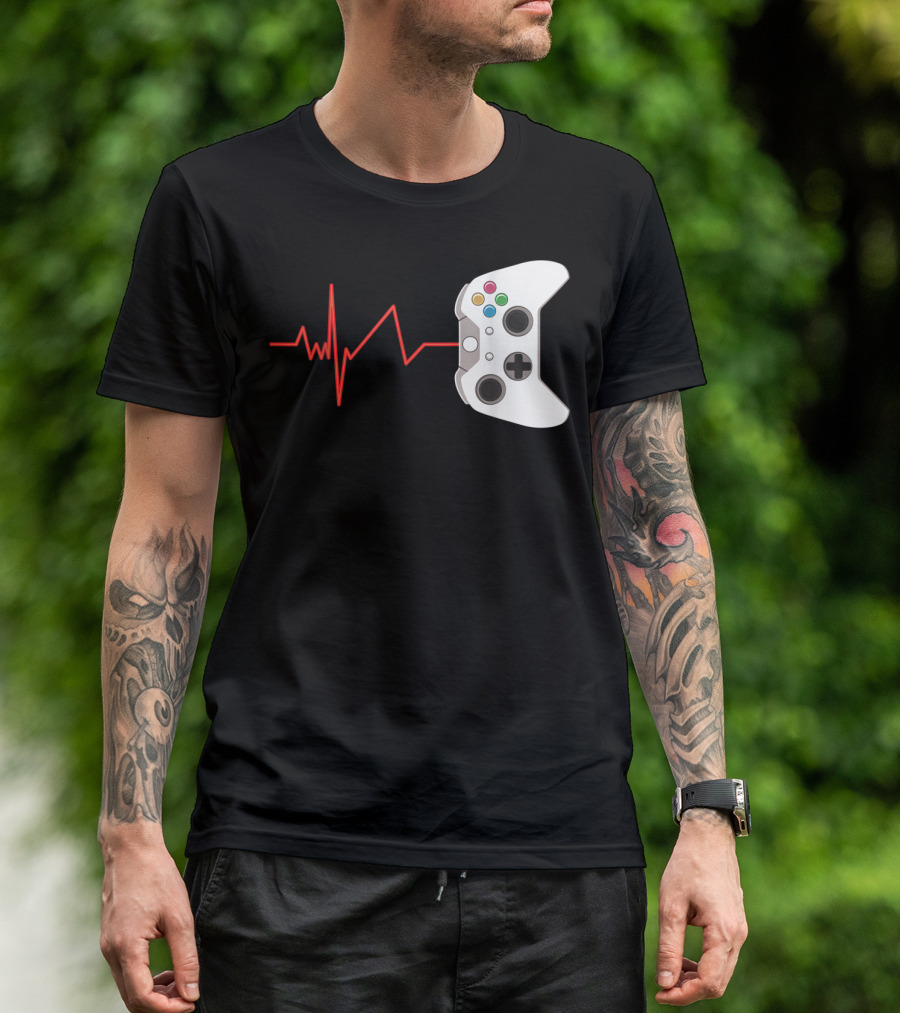 Gamer Heartbeat Video Game Controller Design For Game Lover T-Shirt