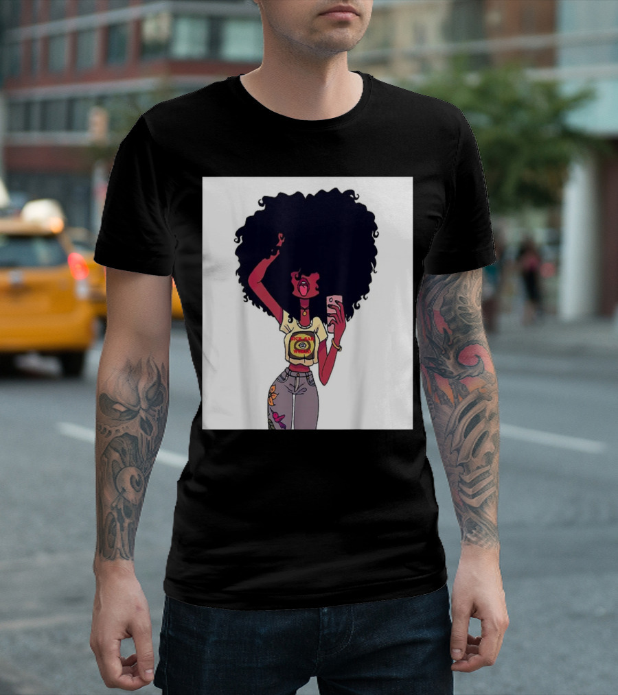 Girl Power Afro Selfie Fashion Strength T-Shirt