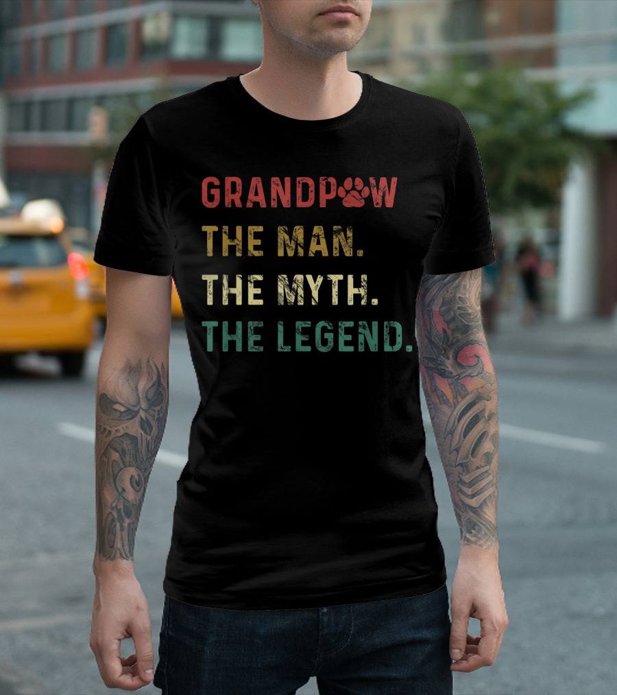 Grandpaw The Man The Myth The Legend Paw Prints T-Shirt