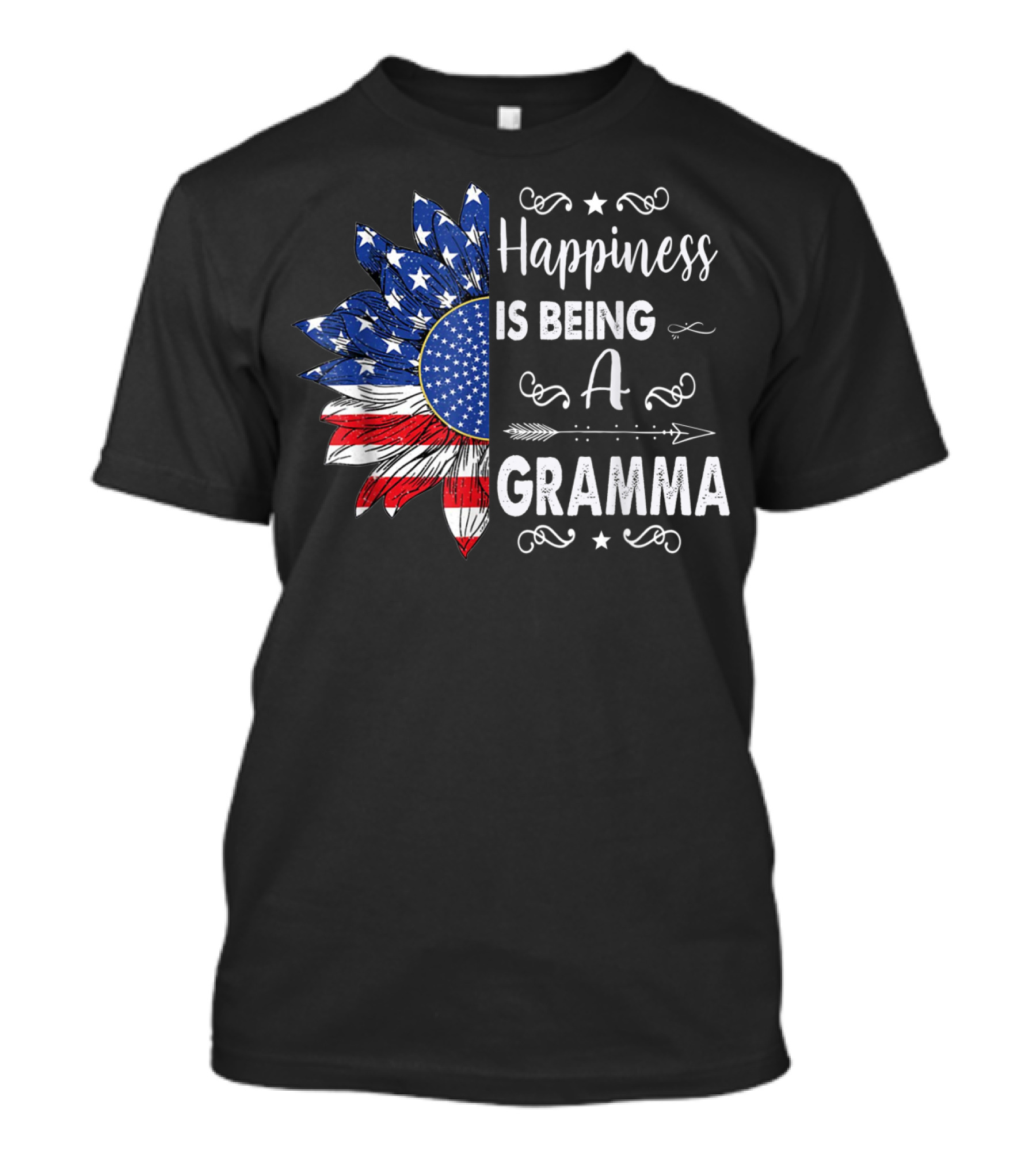 Happiness Is Being A Gramma USA Flag Flower 4th Of July T-Shirt