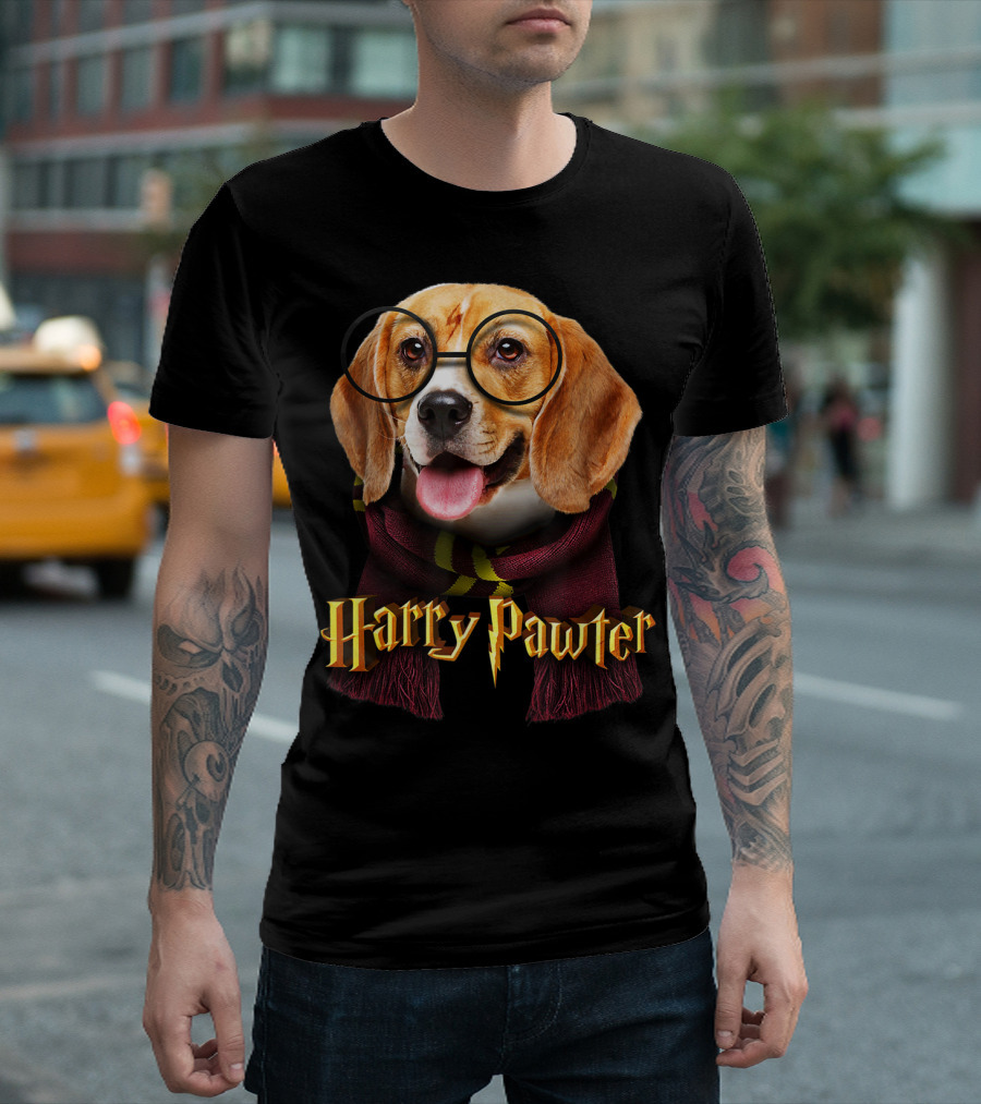 Harry Pawter Beagle Puppy with Glasses and Scarf T-Shirt