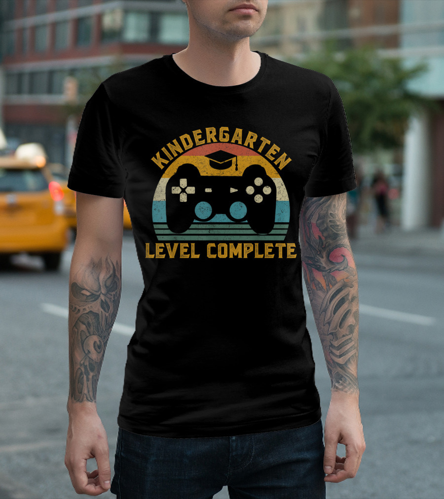 Kindergarten Level Complete Video Gamer Retro Controller Graduation Cap T-Shirt