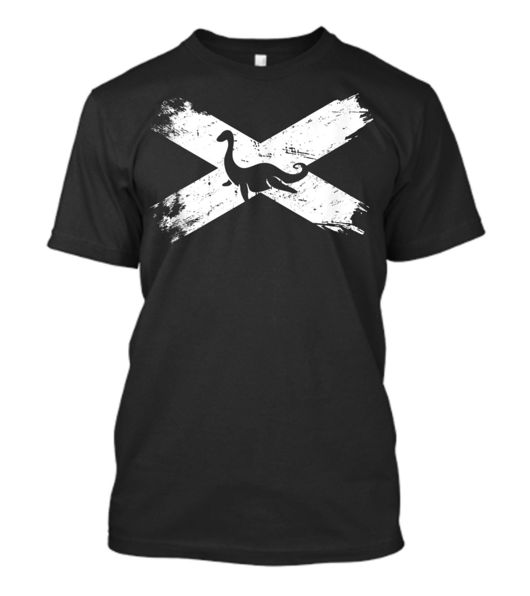 Loch Ness Scotland Caber Toss Kilt Cross Dinosaur T-Shirt