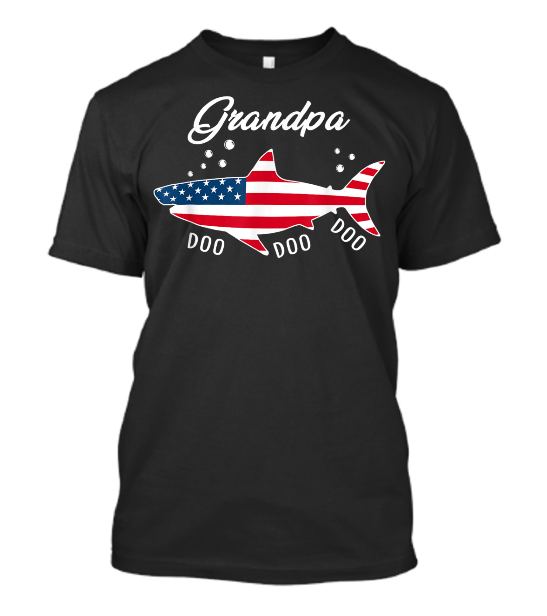 Grandpa Shark American Flag Doo Doo Doo Patriotic T-Shirt